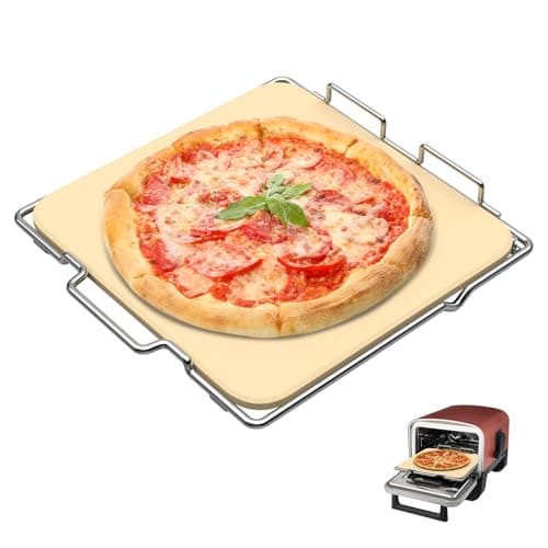Image of Outspark Pizza Stone with Rack for Ninja Woodfire OO101 8 in 1 Outdoor Pizza Oven, Baking Stone Set for Oven and Grill Cooking, Pizza Oven Accessories for Ninja OO100 Series