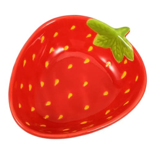 Image of Zerodeko Strawberry Ceramic Bowls Porcelain Fruit Shape Serving Bowls Deep Salad Bowl Food Bowl Tableware for Soup Noodle Fruits Rice Snack Nut Pasta