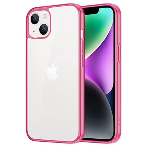 Image of iCatchy for iPhone 14 Case/iPhone 13 Case 6.1-Inch, Shockproof Bumper Phone Cover, Anti-Yellowing Clear Back Compatible with iPhone 14/13 (Pink)