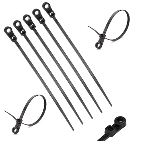 Image of TERF® 100 Pcs Black Screw Mount Cable Ties 110mm (4.33'') X 2.5mm Premium Nylon Zip Ties Wraps Secure Self Locking Mechanism Plastic Tie for Home Office Garden Garage Workshop Warehoue DIY Use