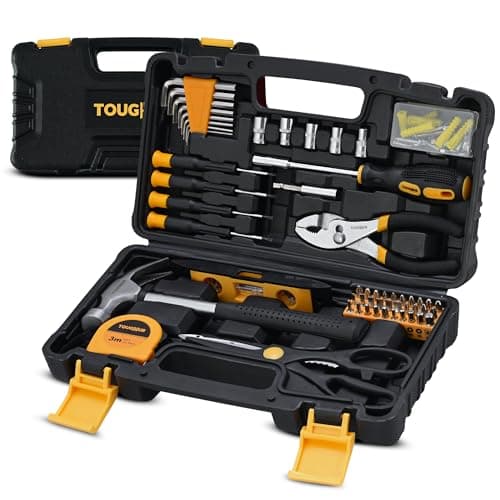 Image of ToughHub 134-Piece Tool Kit – Home & Car DIY Hand Tools Set with Hammer, Hex Keys, Screwdrivers, Sockets, Measuring Tape, Fasteners & Tool Box – Complete Repair & Maintenance Set