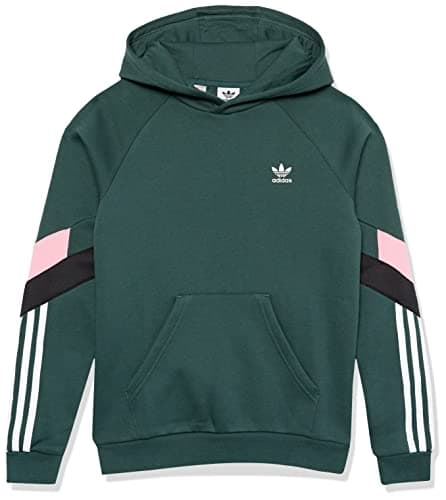 Image of adidas Originals Kids' Hoodie, Mineral Green/Black/Bliss Pink, X-Large
