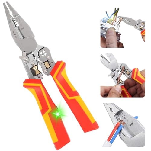 Image of 9 in 1 Wire Strippers, Electrical Twister Tool with Electricity Measurement, Automatic Cable Stripping for Cutting and Pulling Wires, Voltage Tester Pliers for Scraping and Pressing Wires