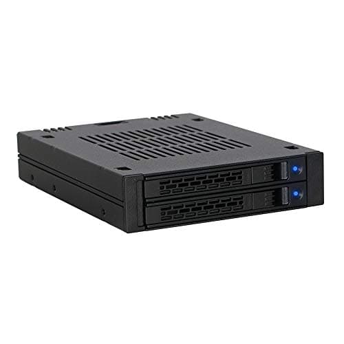 Image of ICY DOCK ExpressCage MB742SP-B Dual 2 x 2.5 HDD/SSD Drive Removable Mobile Rack Cage Sled Caddy for External 3.5” Bay - Comparable to Tray-Less Design