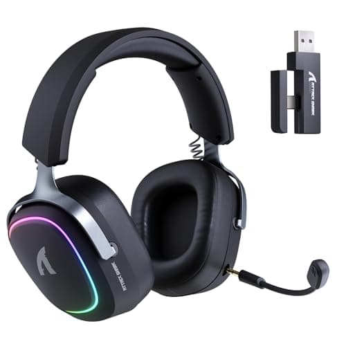 Image of ATTACK SHARK G800 Wireless Gaming Headset with Aluminum alloy frame, 7.1 Surround Sound, Bendable ENC Mic, Tri-Mode(2.4G Wireless/Bluetooth/Wired), 1000mAh, 50mm Driver, RGB, for PC/Mac/PS/XBOX, Black