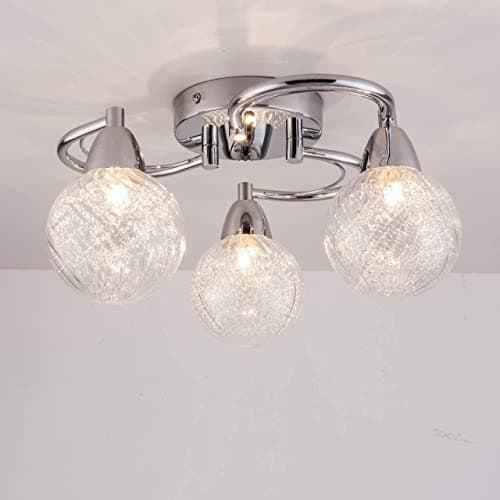 Image of AUROLITE AL1033 BOLLA 3xG9 LED Semi Flush Ceiling Light, Polished Chrome Finish, 12W, Warm White (3000K), Ideal for Living Room, Bedroom, Kitchen, and Hallway