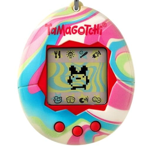 Image of BandAI Tamagotchi Original Pastle Marble Shell | Tamagotchi Original Cyber Pet 90s Adults and Kids Toy with Chain | Retro Virtual Pets are Great Boys and Girls Toys or Gifts for Ages 8+