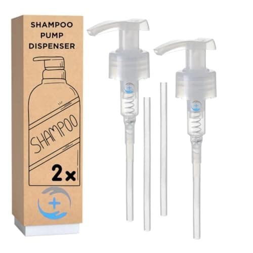Image of Shampoo Pump Dispenser UNIVERSAL FIT 1000ml, 28mm Screw Top, 19cm Adjustable Tube, 2 Pack. Fits Most Bottles. Durable 2025 Model. 4ml Dose/Pump. NO FIT RETURN GUARANTEE