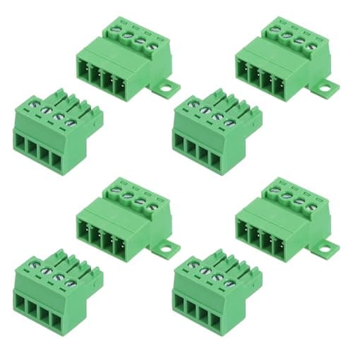 Image of sourcing map 4 Set 4 Pin Screw Terminal Block Connector,3.5mm/0.14 Inch Pitch Male & Female PCB Mount Screw Terminal 300V 8A Green Terminal Block Connector for Home Electronic Project