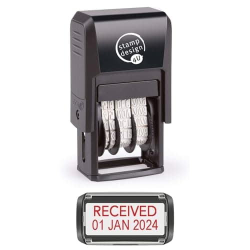 Image of Self Inking Changeable Date Stamp - Received Date Stamp in Red Ink