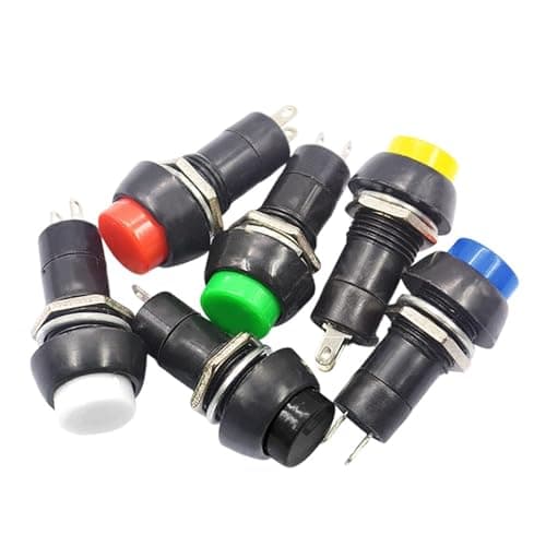 Image of 5 Pack PBS-11A PBS-11B 12mm Self-Locking Self-Recovery Plastic Push Button Switch Momentary 3A 250V AC 2Pin Round(White-5pcs,Self-locking)