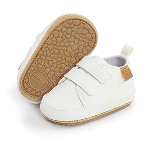 Image of RVROVIC Baby Boys Girls Sneakers Anti-Slip Oxford Loafer Flats Infant Toddler PU Leather Soft Sole Baby Shoes(12-18 Months,Toddler,3-White)