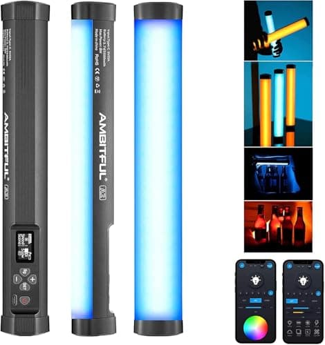 Image of AMBITFUL A2 Full-Color RGB Tube Light, CRI 95 TLCI 97 Accurate Color,2500k-8500K Adjustable,RGB CCT HSI Mode, 29 Fx Light Effect,APP Control Support, Magnet Design (A2)