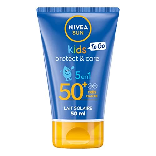 Image of NIVEA SUN Protect & Play Children's sun lotion SPF 50+ travel size (1 x 50ml), water resistant sunscreen, sun protection formulated for skin