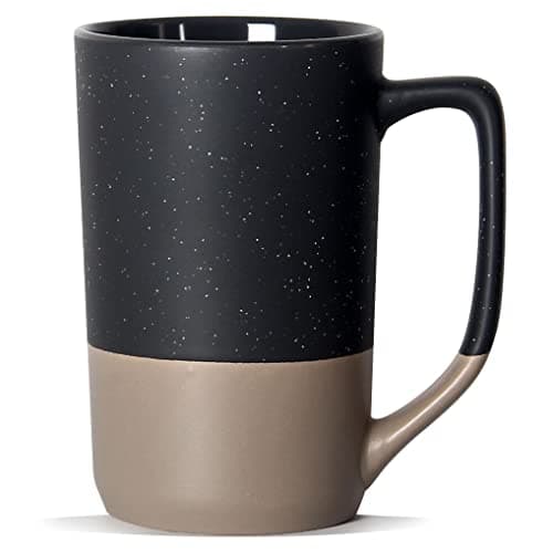 Image of SHOWFULL 16oz Large Coffee Mug, Two Color Combination Big Ceramic Tea Cup with Large Handle with White Speckled for Men Women Restaurant Home Office Hot Drinks, Grey