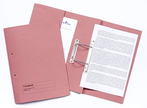 Image of Exacompta - Ref 211/6006Z - Guildhall - Pocket Spiral File, 420gsm Heavyweight Manilla, Holds A4 & Foolscap Documents, Left Hand Pocket, Blue Angel Certified - Pink, Pack of 25