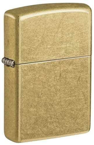 Image of Zippo Windproof Lighter - Street Brass, Base Model - Refillable - Reusable - Windproof Design - Gift Box - Made in USA