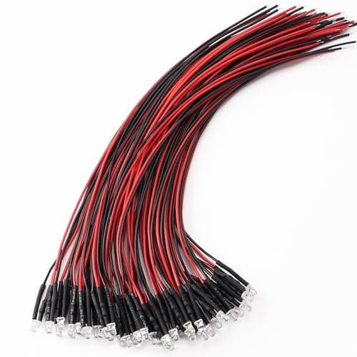 Image of YIXISI 40 PCS 3mm LED Diodes Light, 12V 20cm Pre Wired LED, Emitting Diodes Pre Wired, Red