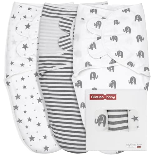 Image of GLLQUEN BABY Baby Swaddle Wraps for 0-3 Months Newborn,Oeko-tex100,100% Breathable Organic Cotton Fabric Swadding Blankets,3 Pack(New Grey)