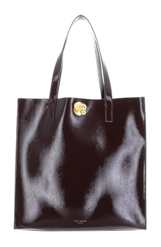 Image of Ted Baker shopper bag shoulder bag Rosenni Rose Detail Crinkle Tote Bag Wine burgundy
