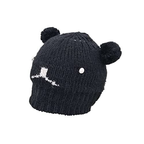 Image of The Fancy Dress® Unisex Beanie Hats for Men's Women's Novelty Animal Face Fun Knitted Wooly Hat Ladies Beanie Winter Pom Pom Hat (Happy Bear Hat)