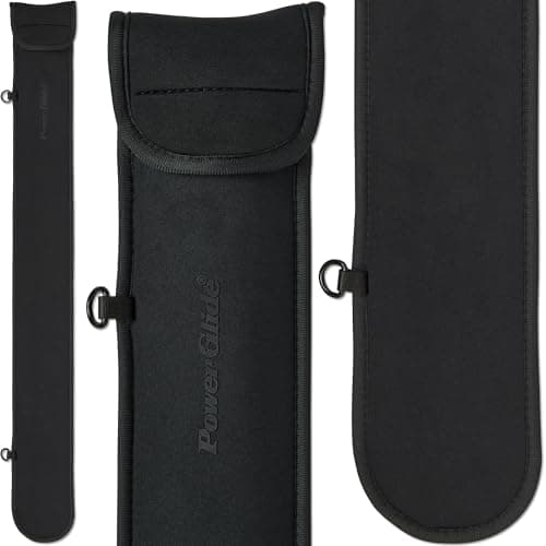 Image of POWERGLIDE Snooker Pool or Billiard Cue Case | Skuba | Handle & Shoulder Strap | Protective Foam Interior | Lightweight Neoprene | Black | To Fit 2-Piece Cue