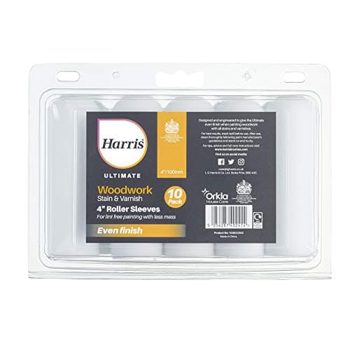 Image of Harris Ultimate Woodwork Stain & Varnish Mini Roller Sleeves | Pack of 10 | 4"