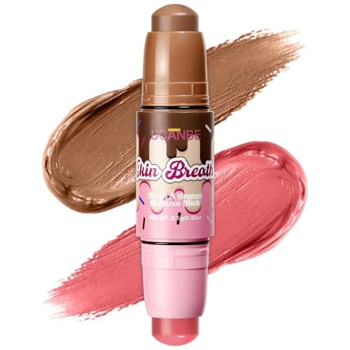Image of UCANBE Blush & Bronzer Stick, 2-in-1 Multiuse Cream Makeup Stick, Dual-Ended Blush & Contour Stick, Buildable Blendable Cream Formula, Natural Glow Finish, Travel-Friendly (03 PEACH JUICE)