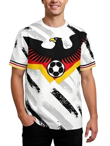 Image of Germany Football Jersey Adult Fans Soccer Jerseys Teams Short Sleeve Football Outdoor Shirt Black M
