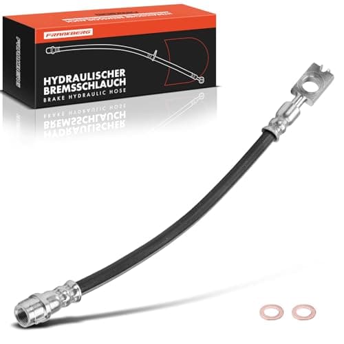 Image of Frankberg Brake Hose Brake Hydraulic Hose Rear Axle Left Right Compatible with A4 8E2 8EC B6 B7 2000-2008 A4 Avant 8E5 8ED B6 B7 2001-2008 Exeo 3R2 3R5 2008-2013 Replace# 2201554