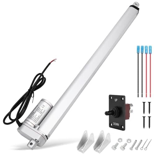 Image of WODHMIEY 330LBS/1500N Linear Actuator, 100/150/200/250/300/350/450 mm DC 12V Electric Actuator 10mm/s Stroke IP65 with Brackets & Manual Controller for DIY, Window, Recliners, Beds, Doors, Industrial