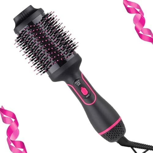 Image of Hair Dryer Brush-Hot Air Brush with Blow Dryer Brush One-Step Hair Dryer and Volumizer, Air Curler, Hair Dryer, Hair Straighteners, Hair Wrapper,4 in 1 Hot Air Styling Brush（Pink Black）