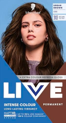 Image of Schwarzkopf LIVE Intense Colour 088 Urban Brown, Long-lasting Permanent Brown Hair Dye, With Extra Colour Refresh Gloss