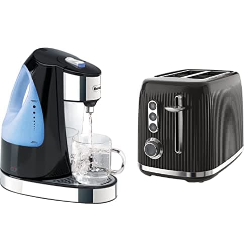 Image of Breville HotCup Hot Water Dispenser | 3kW Fast Boil |1.5L | Energy-efficient use | Gloss Black [VKJ142] & Bold Black 2-Slice Toaster with High-Lift and Wide Slots | Black and Silver Chrome [VTR001]