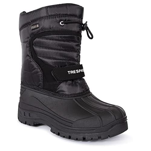 Image of Trespass Mens Womens Pull On Snow Boots Black Winter Water Resistant Boots Dodo