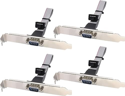 Image of zdyCGTime RS232 Serial Port Bracket Cable Connector Adapter,1 DB9 Male Port to 10 Pin Female Header Cable Serial Port Bracket Computer motherboard cable.(12in / 4Pcs)(1 Port)