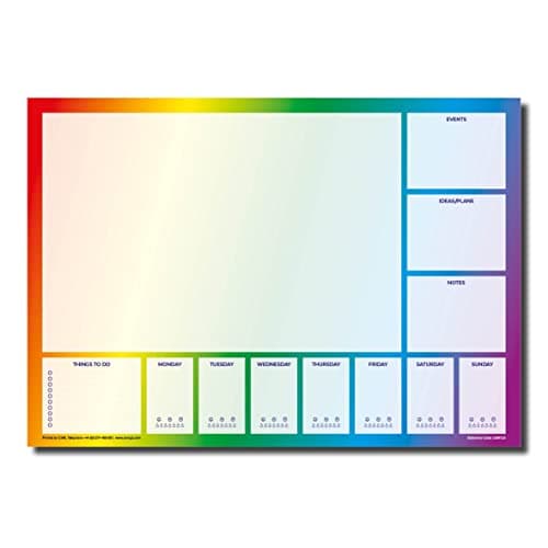 Image of A3 Large Rainbow Coloured Desk Pad and Weekly Planner, 50 Sheets Per Pad, Thicker 90GSM Paper (Single Pack of 1 pad)