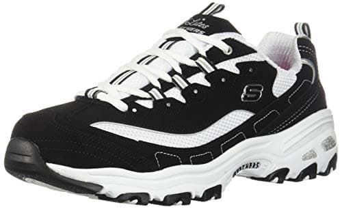 Image of Skechers Women's D'lites biggest Fan Fashion Sneaker, Black White, 8 UK Wide