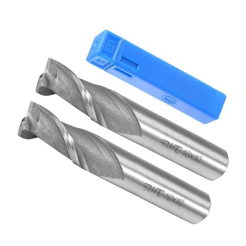 Image of CoCud 2-Flute Spiral End Mill Bits, 10mm Diameter 22mm Length, High Speed Steel Straight Milling Cutter with Storage Case- (Applications: for Plywood Hardwood Plastic), 2-Pieces