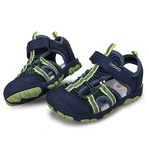 Image of UOVO Boys Sandals Kids Trekking Hiking Sandals Closed Toe Athletic Summer Shoes for Beach, Dark Blue Green, 7 UK Toddler