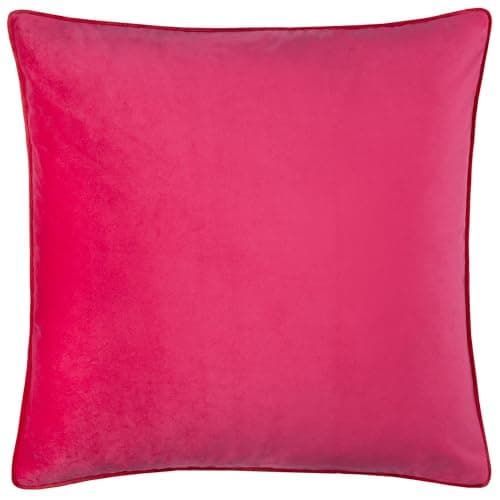 Image of furn. Meridian Cushion Cover – Luxury Contrast Piped Velvet Decorative Case (Pink/Red - 55x55cm)