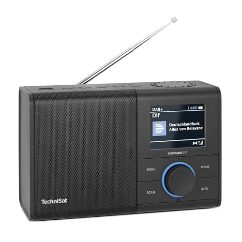 Image of TechniSat DIGITRADIO 217 - Compact and portable DAB+ digital radio (FM radio, colour display, Bluetooth, direct selection buttons, mains and battery operation, 2 alarm times, favourite memory) black