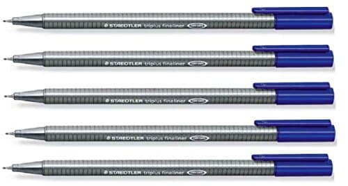Image of STAEDTLER 334 Triplus Fineliner Superfine Point Pens - 0.3mm - Blue Ink (5)
