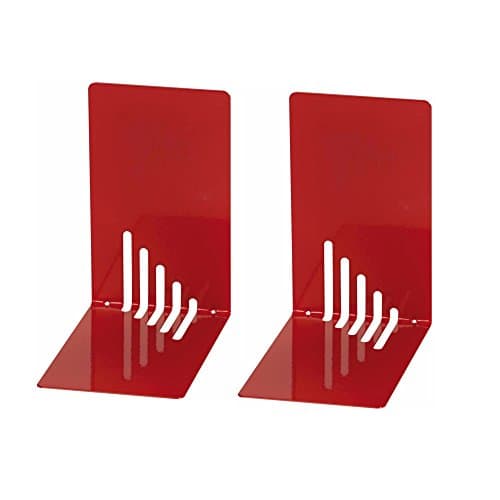 Image of Wedo 1021002 Metal Bookend, 14 x 8.5 x 14 cm, Set of 2, Red