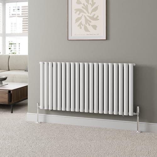 Image of DuraTherm® 600 x 1200mm White Horizontal Designer Radiator Single Column Oval Tube Modern Central Heating Panel Bathroom Radiators