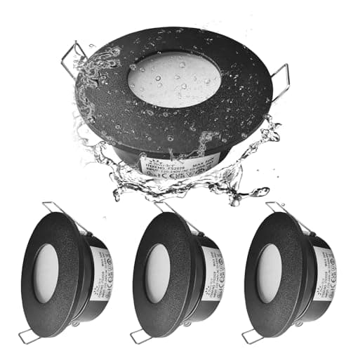 Image of Sweier Black GU10 Waterproof Downlight, IP65 Bathroom Spotlight, Without Bulb, Round recessed Ceiling Light, Opening 68mm/2.68in, Pack of 4