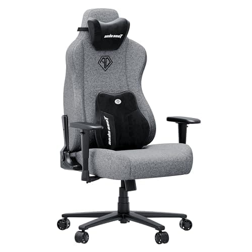Image of Anda Seat Novis Ultra Gaming Chair for Adults - Extra Large Reclining Video Game Chairs, Linen Fabric Ergonomic Gaming Chair, Heavy Duty Back Lumbar Support - Grey Fabric Computer Chairs for Home