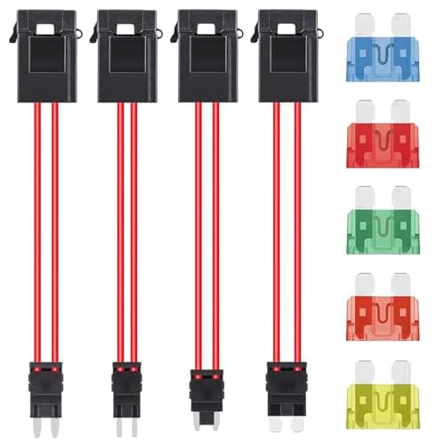 Image of AUKENIEN ACC Car Fuses Holder Set Mini Micro Micro2 Standard 16AWG Vehicle Fuse Holders with 10A 15A 20A 30A 40A Fuse Plug-in Double Wire Extension for Modification Motorcycle