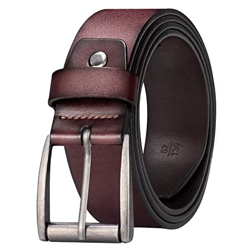 Image of maikun Real Leather Belts for Men,Suit Your Jeans Trousers,Golf or Boss or Casual Dressing, Color Brown,Lenght1100mm