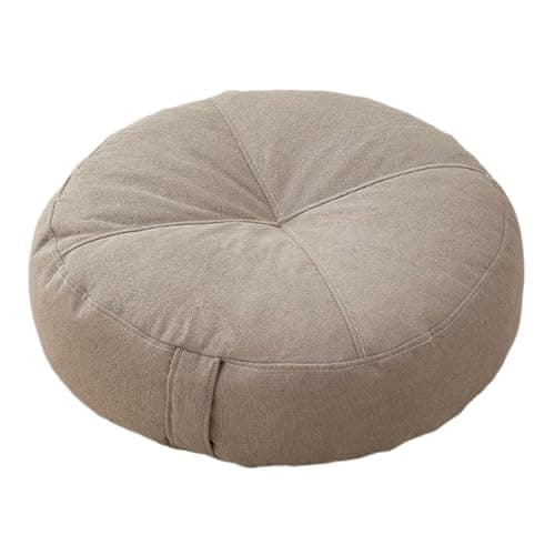 Image of Kdjuope Round Floor Cushion Meditation Cushion Tatami Decorative Chair Cushion Japanese Style Linen Seat Cushion with Suitable for Bedroom, Light Grey